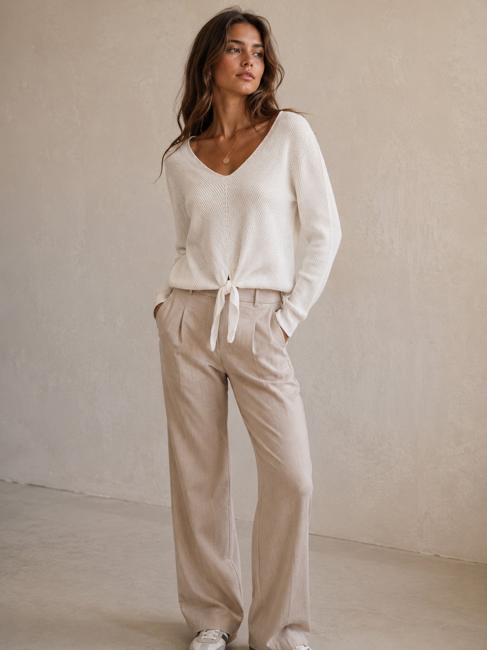 Anthropologie Cream Ribbed Knit Sweater Pullover Clean Girl Loungewear Cozy